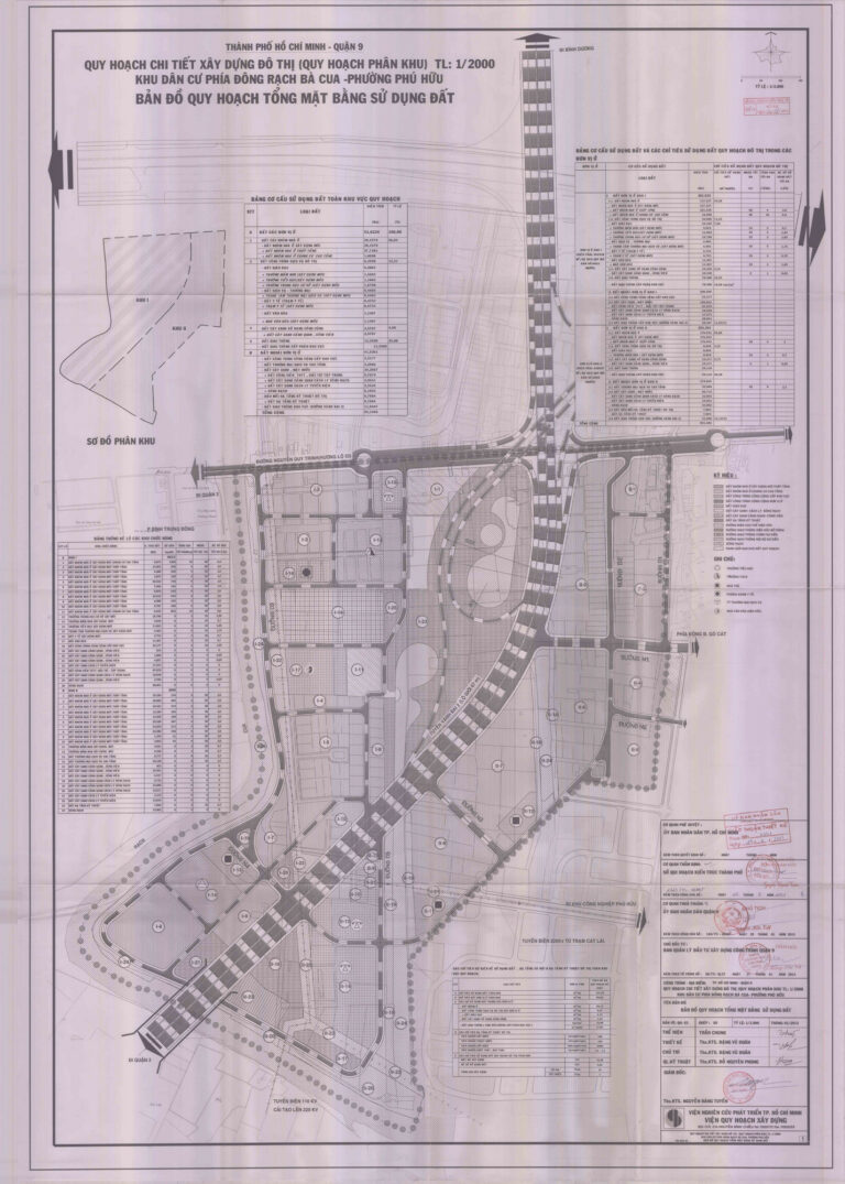 Bản đồ quy hoạch 1/2000 khu dân cư phía Đông rạch Bà Cua, Quận 9
