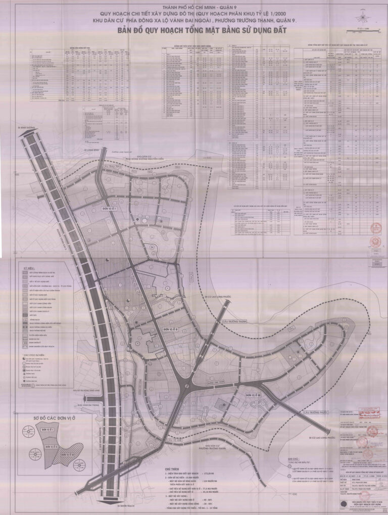 Bản đồ quy hoạch 1/2000 khu dân cư phía Đông xa lộ Vành Đai Ngoài, Phường Trường Thạnh, Quận 9