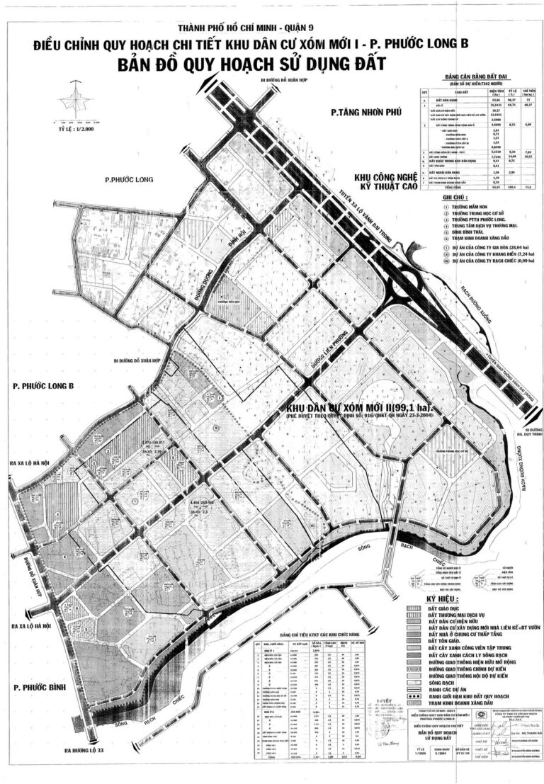 Bản đồ quy hoạch 1/2000 khu dân cư xóm mới 1, Quận 9