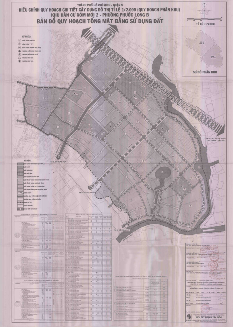 Bản đồ quy hoạch 1/2000 khu dân cư xóm mới 2 - Phường Phước Long B, Quận 9