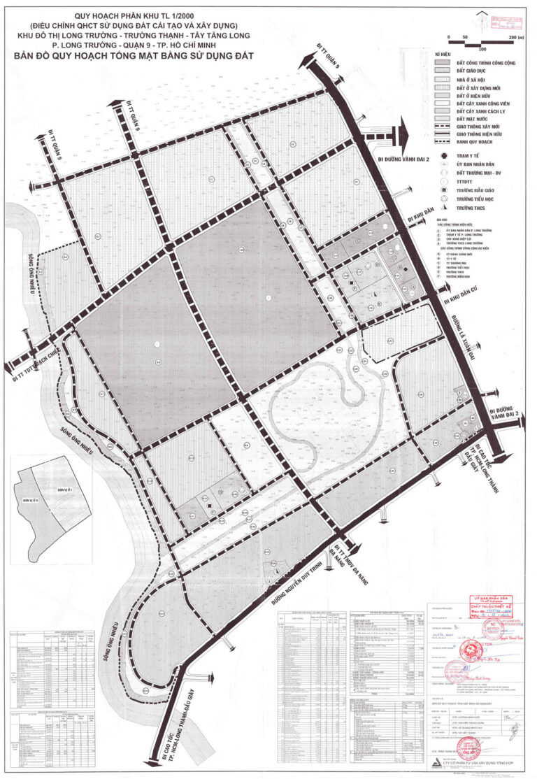 Bản đồ quy hoạch 1/2000 Khu đô thị mới Long Trường - Trường Thạnh - Tây Tăng Long, Quận 9