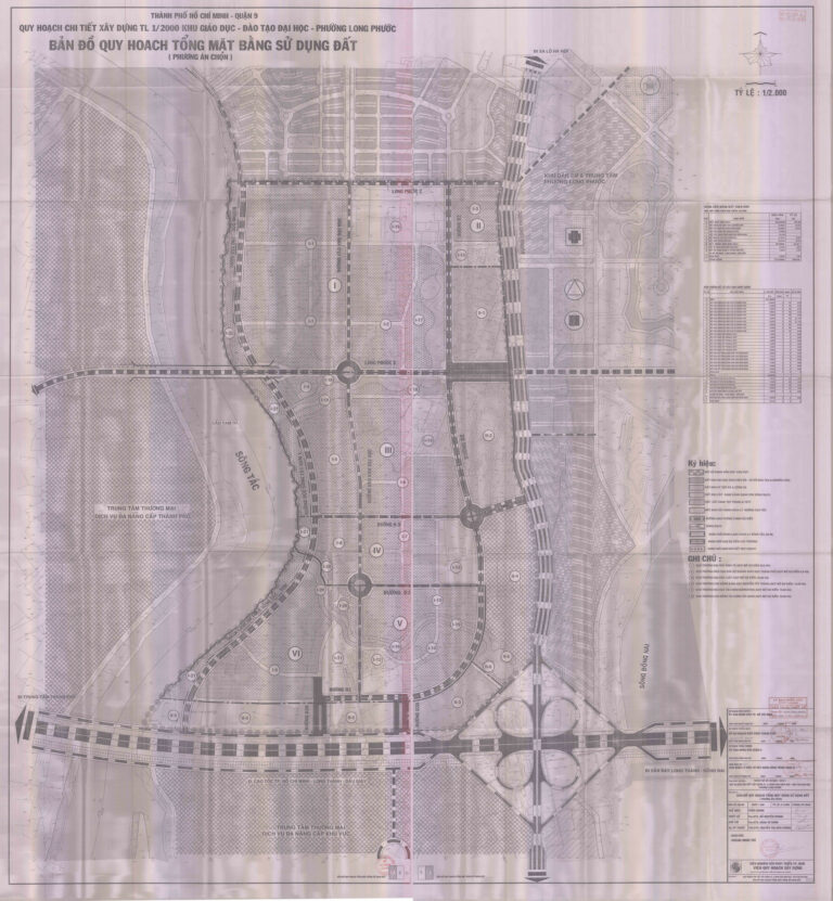 Bản đồ quy hoạch 1/2000 Khu giáo dục - đào tạo đại học phường Long Phước, Quận 9