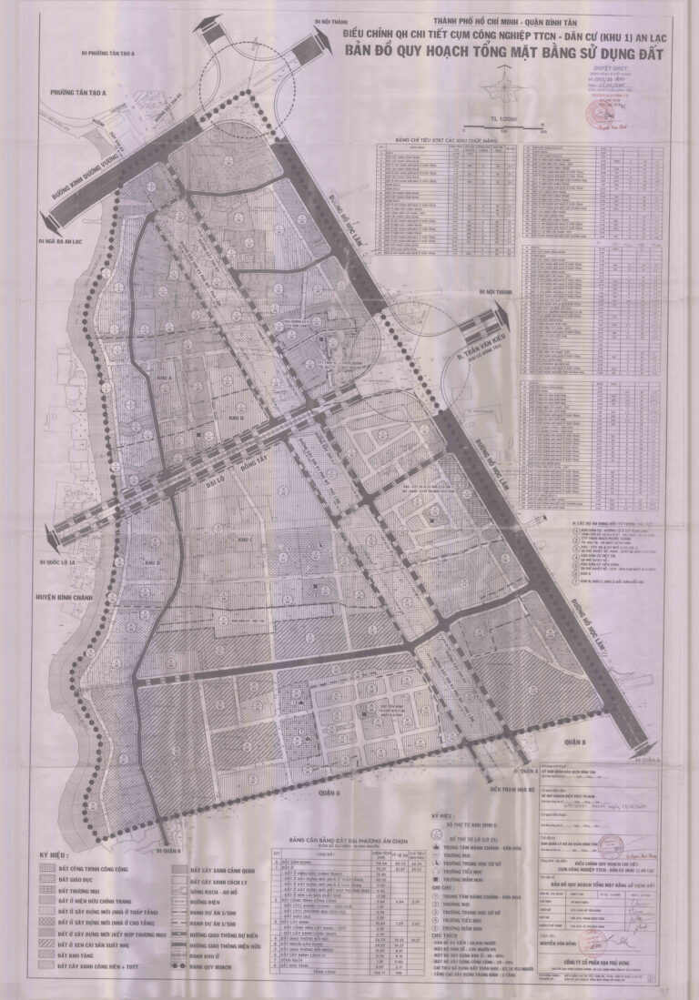 Bản đồ quy hoạch 1/2000 Cụm công nghiệp TTCN - Dân cư (Khu 1) An Lạc, Quận Bình Tân