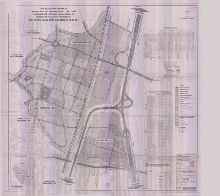Bản đồ quy hoạch 1/2000 khu dân cư Ngã tư Tân Tạo - Tây Bắc Tỉnh lộ 10, Quận Bình Tân