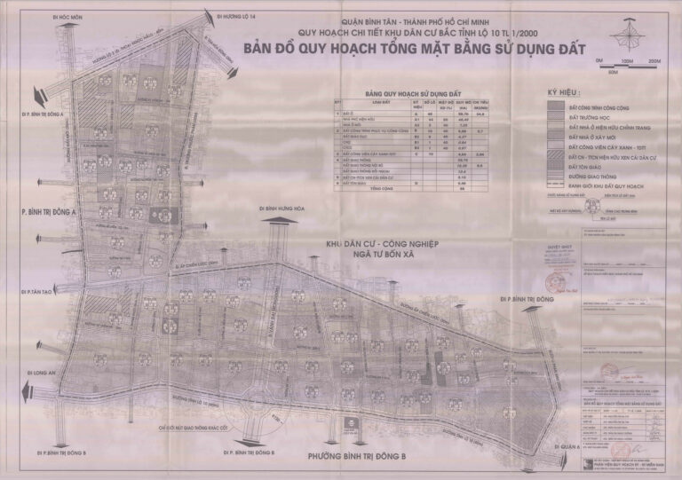 Bản đồ quy hoạch 1/2000 khu dân cư phía Bắc Tỉnh lộ 10, Quận Bình Tân