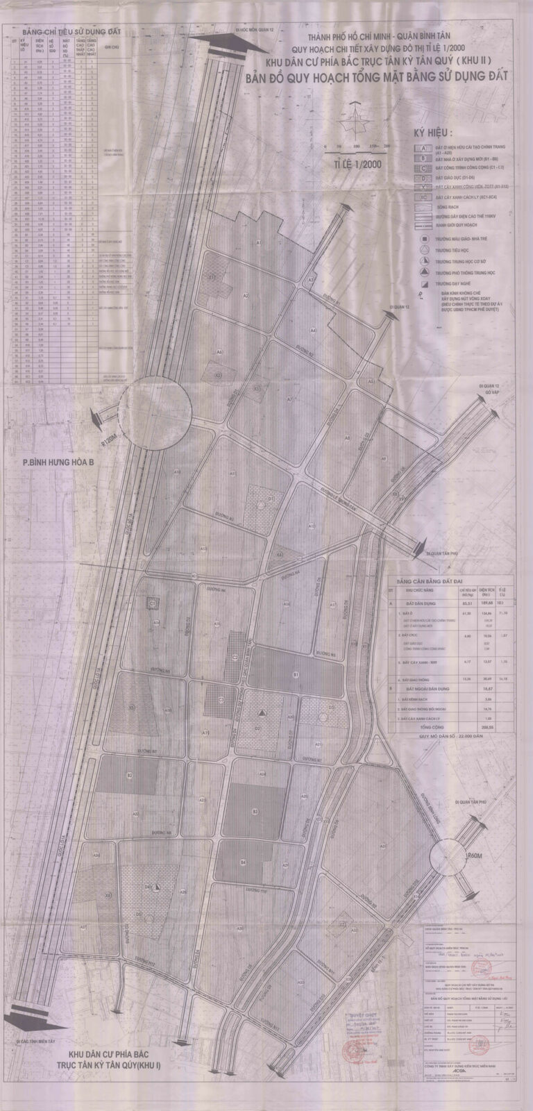 Bản đồ quy hoạch 1/2000 khu dân cư phía Bắc trục Tân Kỳ Tân Quý (khu 2), Quận Bình Tân