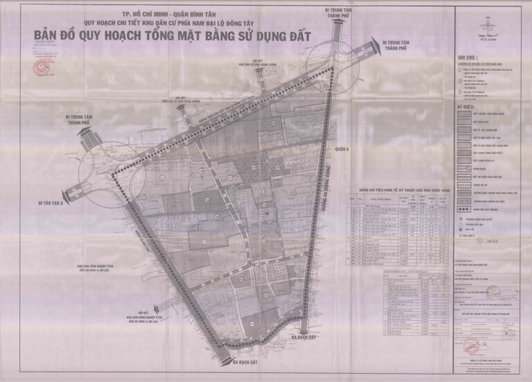 Bản đồ quy hoạch 1/2000 khu dân cư phía nam Đại lộ Đông Tây, Quận Bình Tân