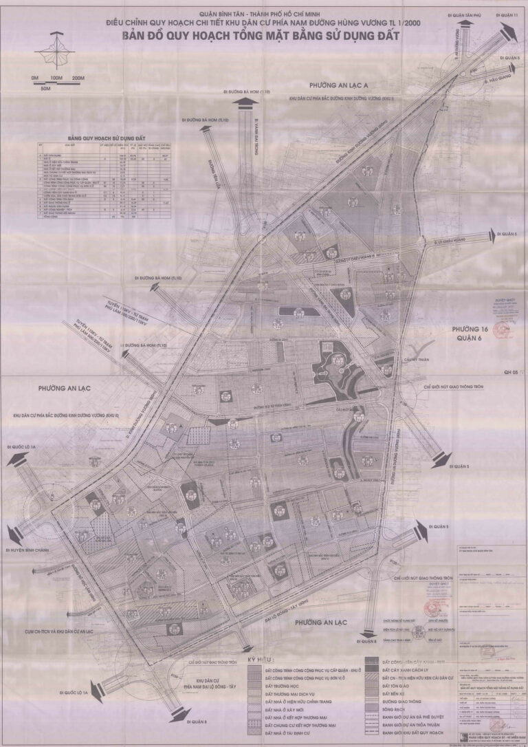 Bản đồ quy hoạch 1/2000 khu dân cư phía Nam đường Hùng Vương, Quận Bình Tân