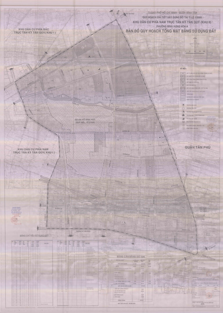 Bản đồ quy hoạch 1/2000 khu dân cư phía Nam trục Tân Kỳ Tân Quý (Khu 2), Quận Bình Tân
