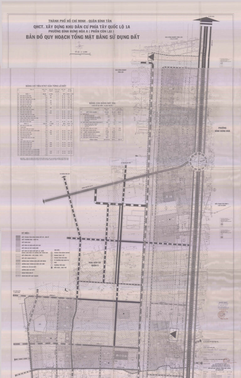 Bản đồ quy hoạch 1/2000 khu dân cư phía Tây Quốc lộ 1A (Phường Bình Hưng Hòa A - phần còn lại), Quận Bình Tân