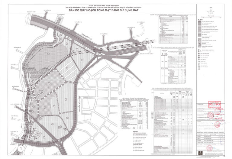 Bản đồ quy hoạch 1/2000 khu dân cư 60,4 ha phía Tây Bắc đường Nguyễn Hữu Cảnh, phường 22, Quận Bình Thạnh