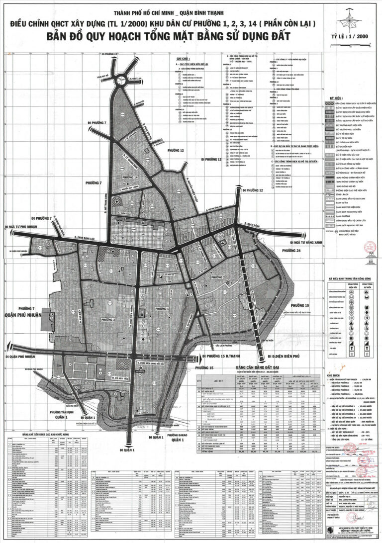 Bản đồ quy hoạch 1/2000 khu dân cư liên phường 1, 2, 3 và 14, Quận Bình Thạnh