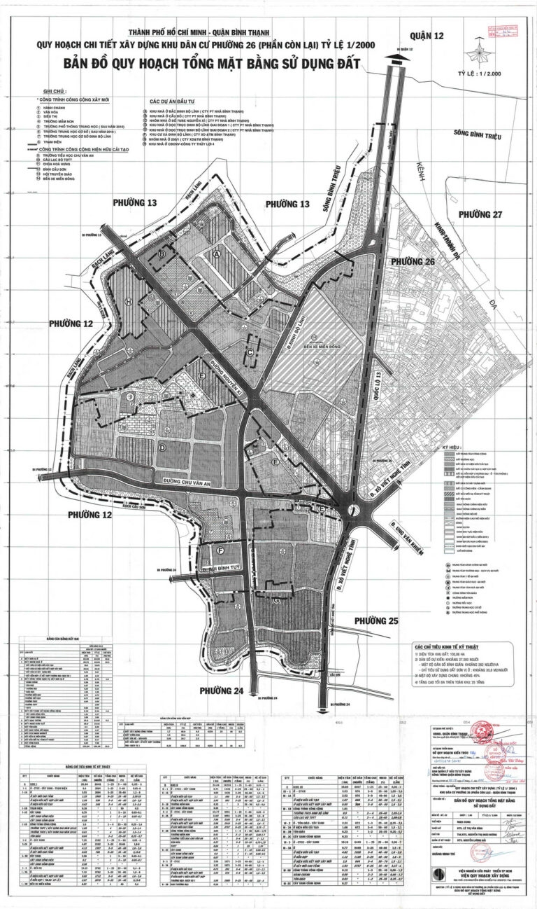 Bản đồ quy hoạch 1/2000 khu dân cư phường 26 (phần còn lại), Quận Bình Thạnh