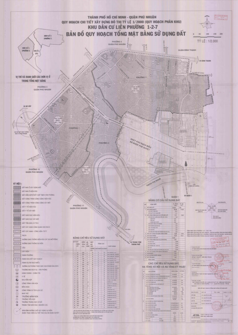 Bản đồ quy hoạch 1/2000 khu dân cư liên phường 1 - 2 - 7, Quận Phú Nhuân