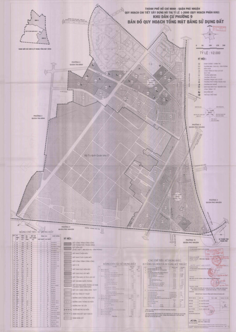 Bản đồ quy hoạch 1/2000 khu dân cư phường 9, Quận Phú Nhuân