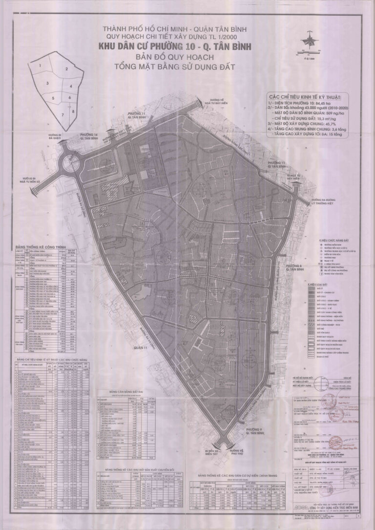 Bản đồ quy hoạch 1/2000 khu dân cư Phường 10, Quận Tân Bình