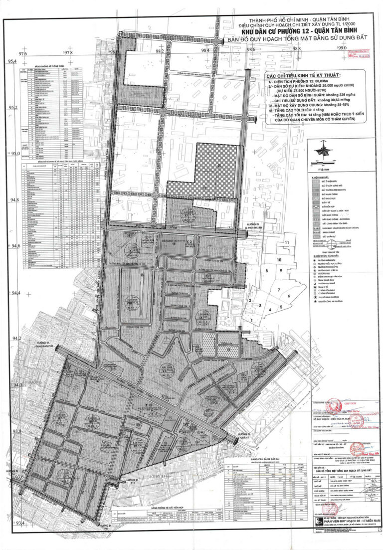Bản đồ quy hoạch 1/2000 khu dân cư Phường 12, Quận Tân Bình