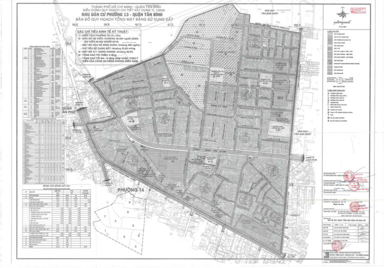 Bản đồ quy hoạch 1/2000 khu dân cư Phường 13, Quận Tân Bình