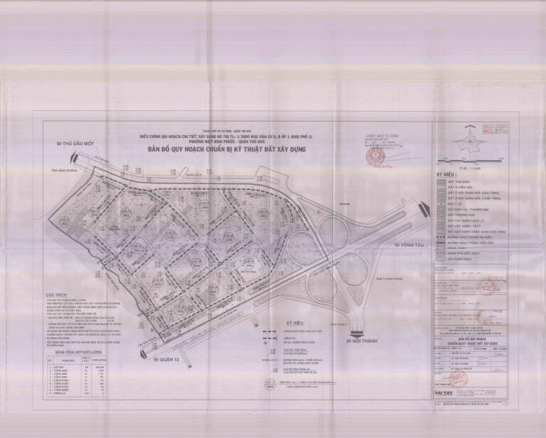 Bản đồ quy hoạch 1/2000 khu dân cư A, B Ấp 1 (khu phố 1) phường Hiệp Bình Phước, Quận Thủ Đức