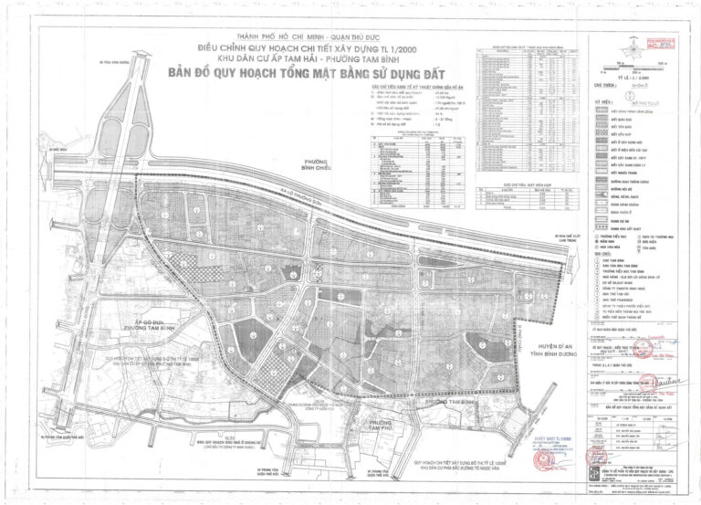 Bản đồ quy hoạch 1/2000 khu dân cư ấp Tam Hải - phường Tam Bình, Quận Thủ Đức