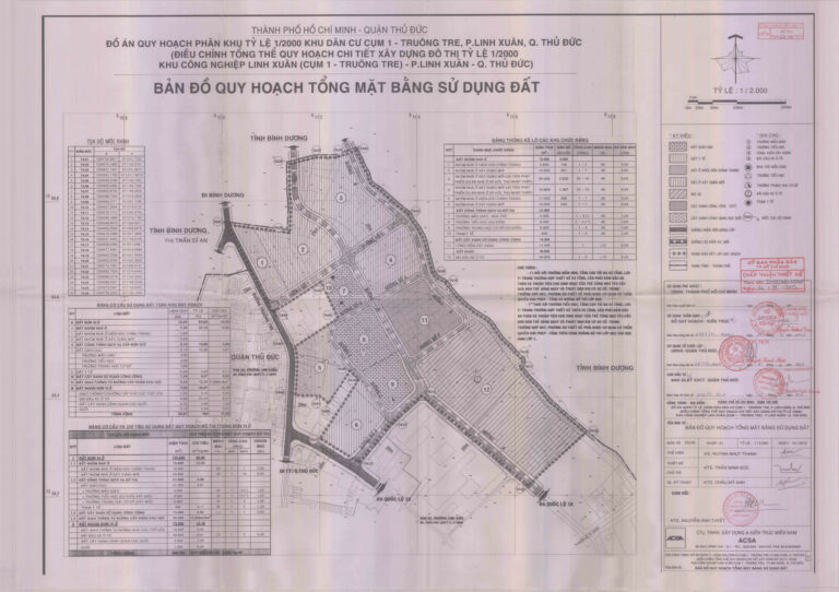 Bản đồ quy hoạch 1/2000 khu dân cư cụm 1 - Truông Tre, phường Linh Xuân, Quận Thủ Đức