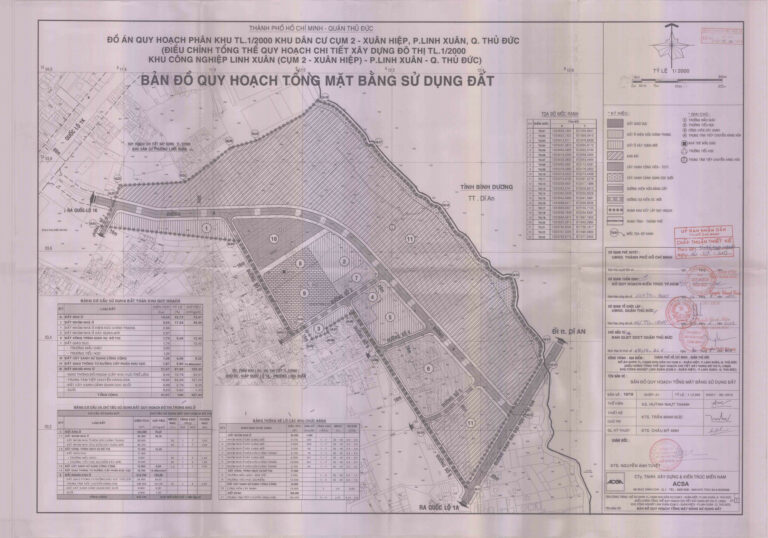 Bản đồ quy hoạch 1/2000 khu dân cư cụm 2 - Xuân Hiệp, phường Linh Xuân, Quận Thủ Đức