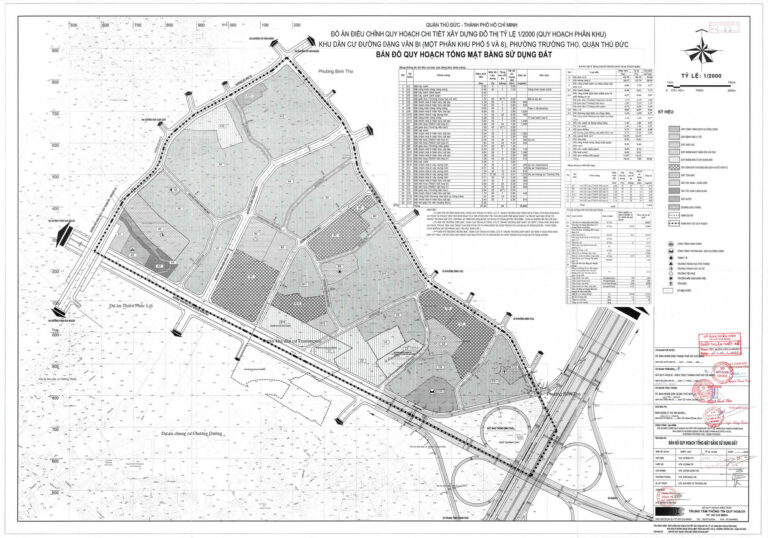 Bản đồ quy hoạch 1/2000 khu dân cư đường Đặng Văn Bi, Quận Thủ Đức