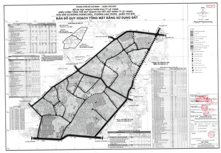 Bản đồ quy hoạch 1/2000 khu dân cư đường Hoàng Diệu phường Linh Trung, Quận Thủ Đức