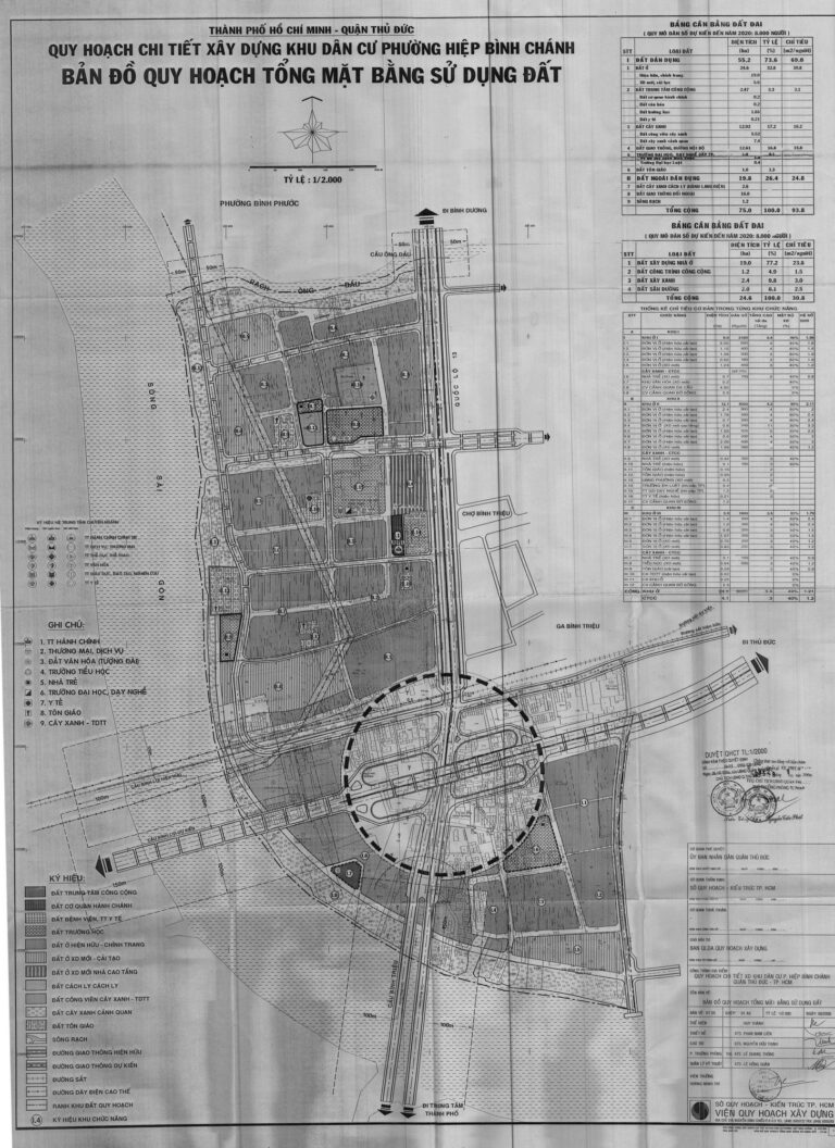 Bản đồ quy hoạch 1/2000 khu dân cư Fatima phường Hiệp Bình Chánh, Quận Thủ Đức