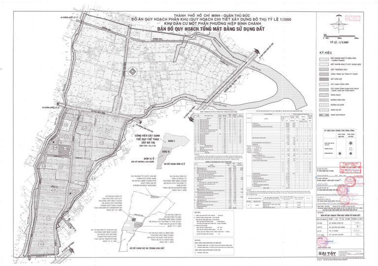 Bản đồ quy hoạch 1/2000 khu dân cư một phần phường Hiệp Bình Chánh, Quận Thủ Đức