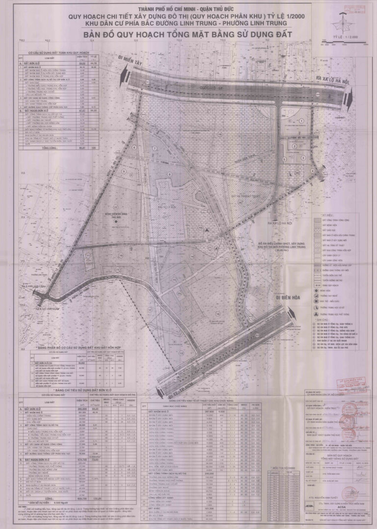 Bản đồ quy hoạch 1/2000 khu dân cư phía Bắc đường Linh Trung - phường Linh Trung, Quận Thủ Đức