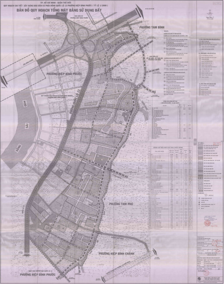 Bản đồ quy hoạch 1/2000 khu dân cư phía đông Quốc Lộ 13 phường Hiệp Bình Phước, Quận Thủ Đức