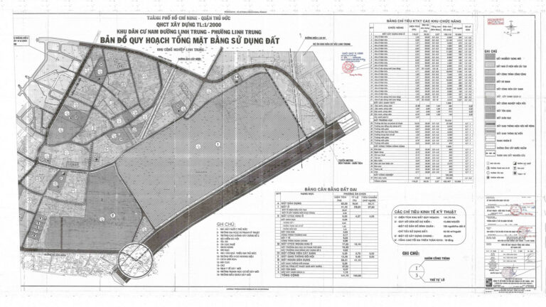Bản đồ quy hoạch 1/2000 khu dân cư phía Nam đường Linh Trung, Quận Thủ Đức