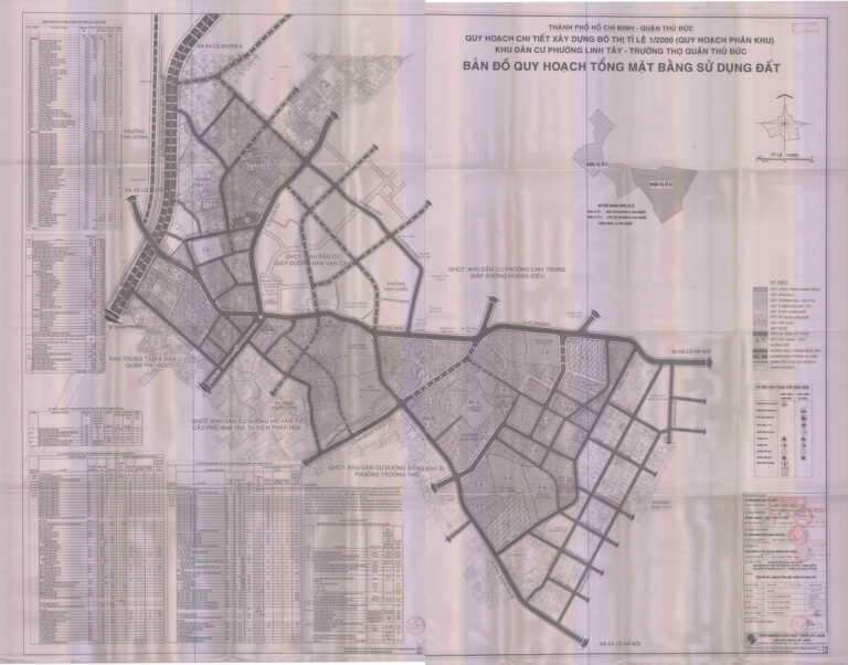 Bản đồ quy hoạch 1/2000 khu dân cư phường Linh Tây - Trường Thọ, Quận Thủ Đức
