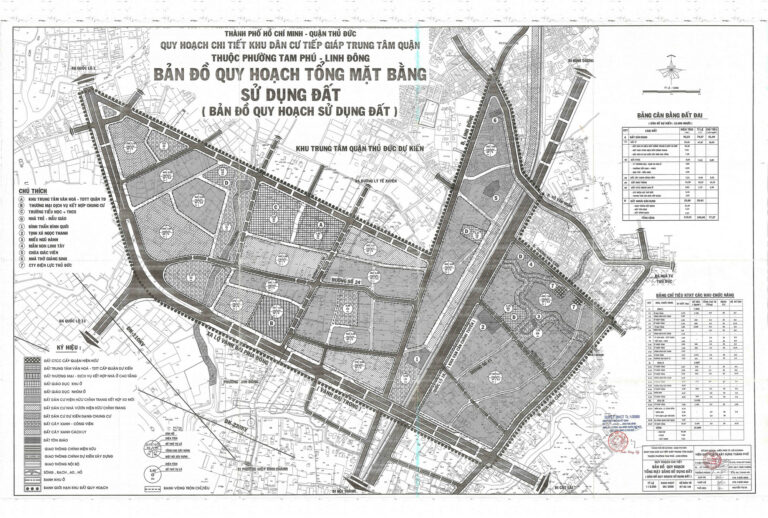Bản đồ quy hoạch 1/2000 khu dân cư tiếp giáp Trung tâm Quận Thủ Đức, Quận Thủ Đức
