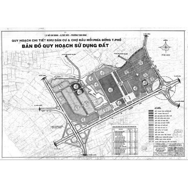Bản đồ quy hoạch 1/2000 khu dân cư và Chợ đầu mối phía Đông Thành phố - phường Tam Bình, Quận Thủ Đức