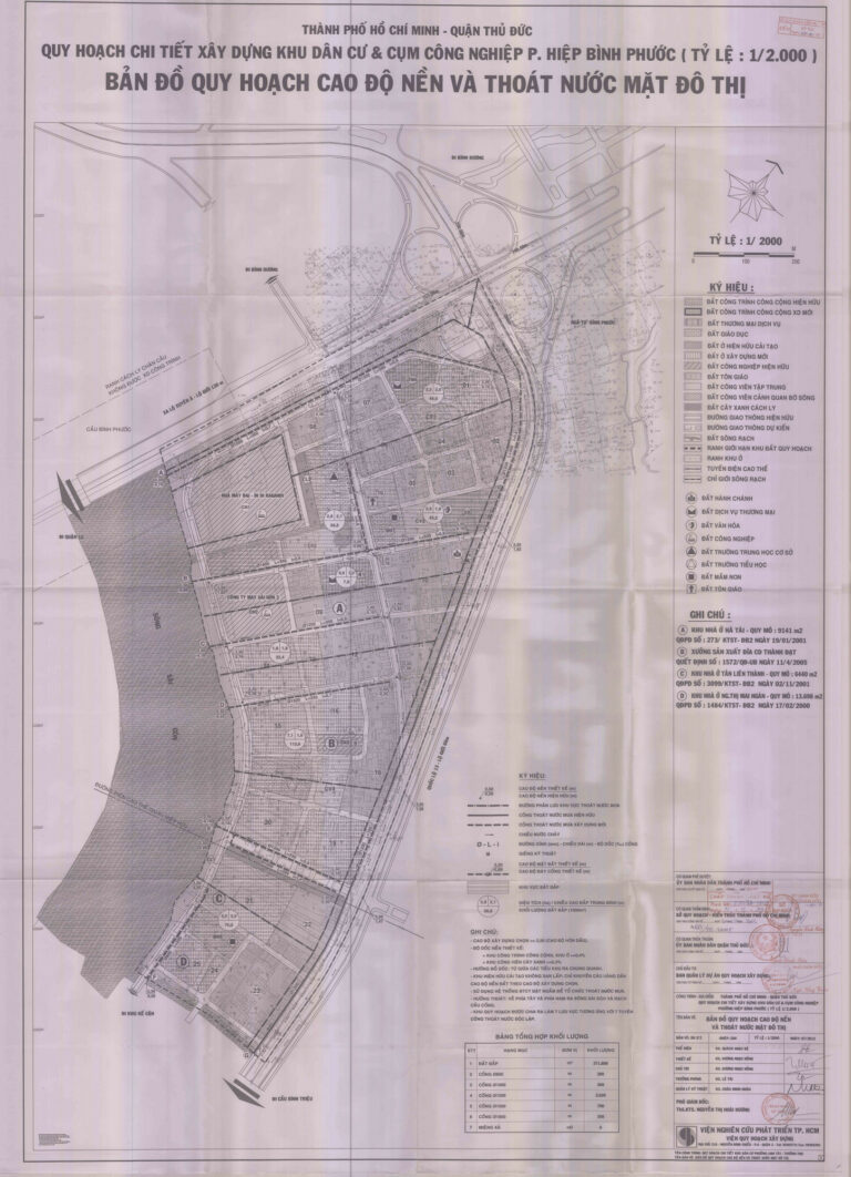 Bản đồ quy hoạch 1/2000 khu dân cư và công nghiệp phường Hiệp Bình Phước, Quận Thủ Đức