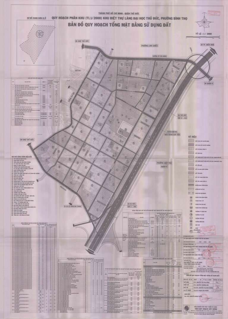 Bản đồ quy hoạch 1/2000 Khu biệt thự Làng đại học Thủ Đức, Quận Thủ Đức