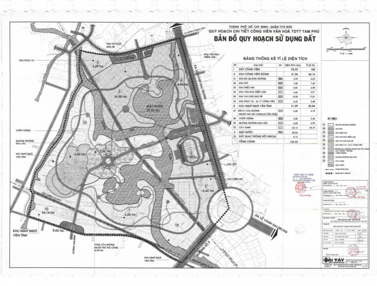 Bản đồ quy hoạch 1/2000 Khu công viên văn hóa TDTT Tam Phú, Quận Thủ Đức
