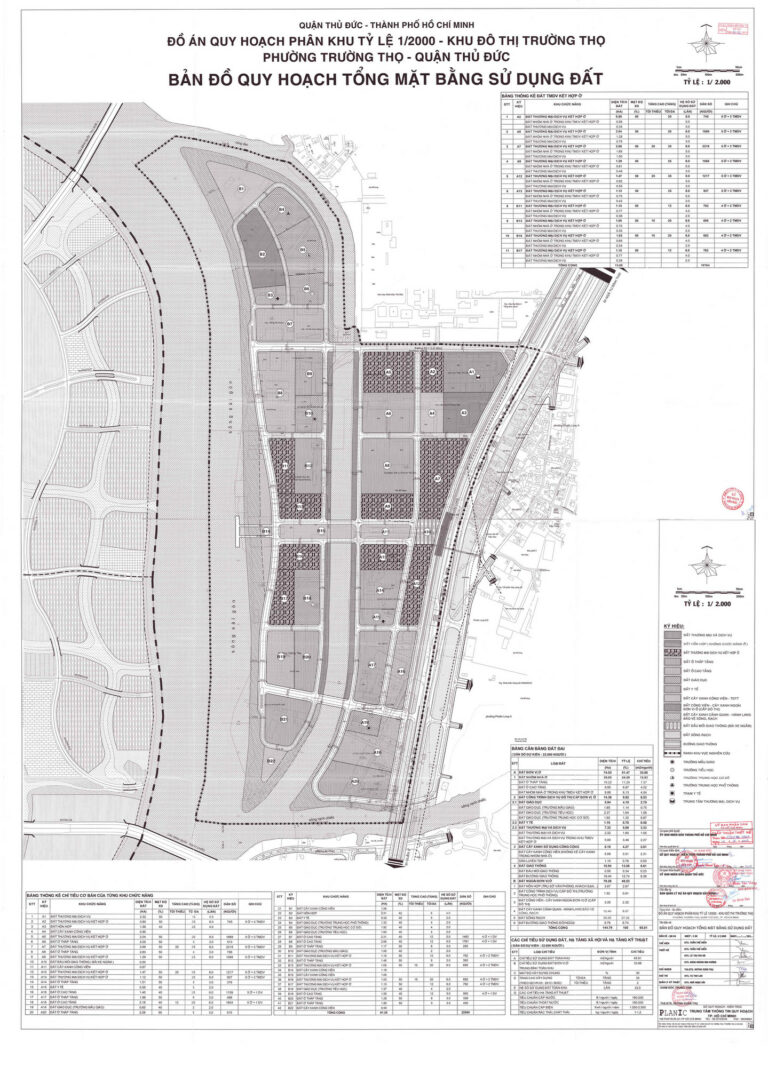 Bản đồ quy hoạch 1/2000 Khu Đô thị Trường Thọ, Quận Thủ Đức