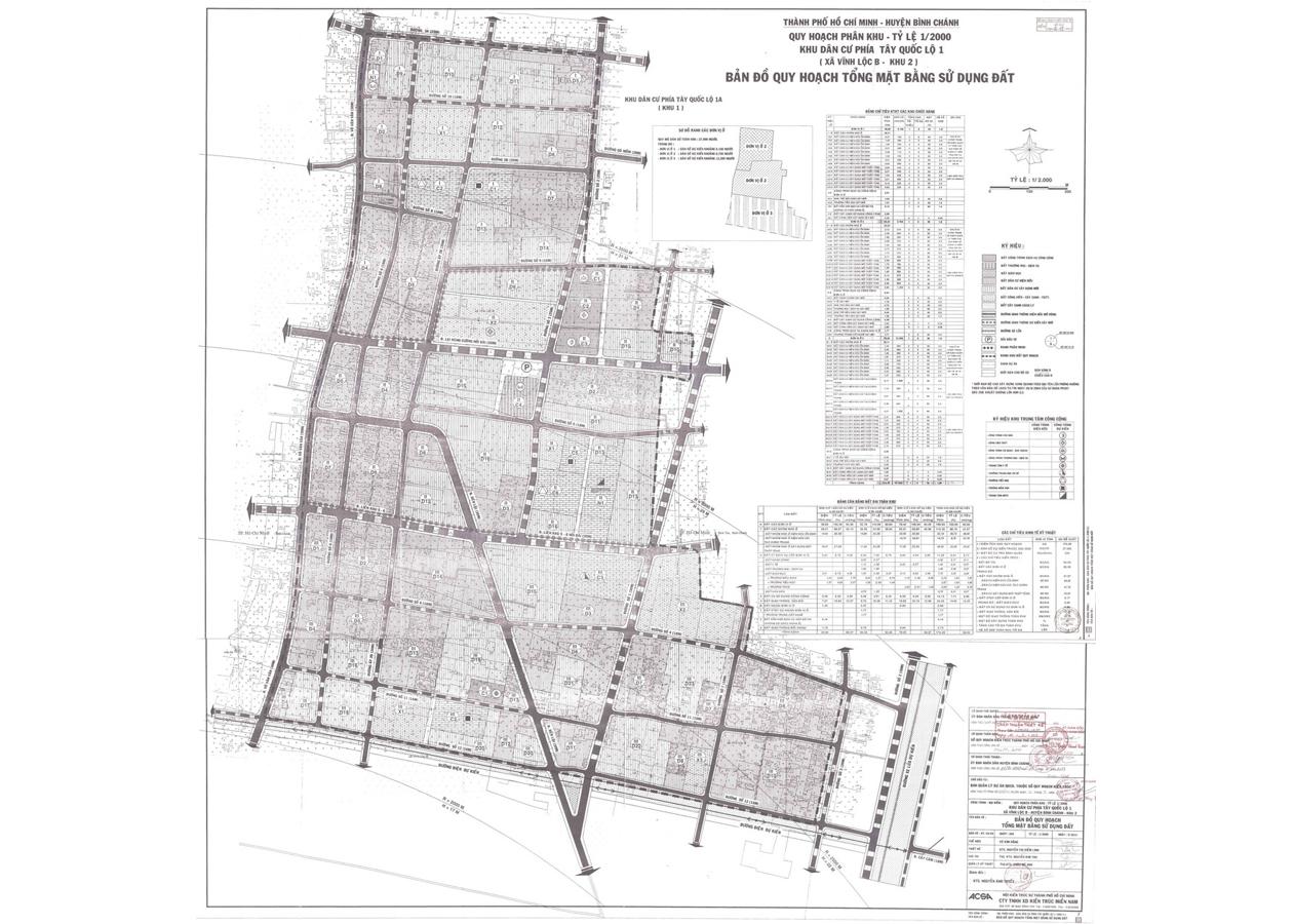 Bản đồ quy hoạch 1/2000 Khu dân cư phía Tây Quốc lộ 1 (xã Vĩnh Lộc B - khu 2), Huyện Bình Chánh