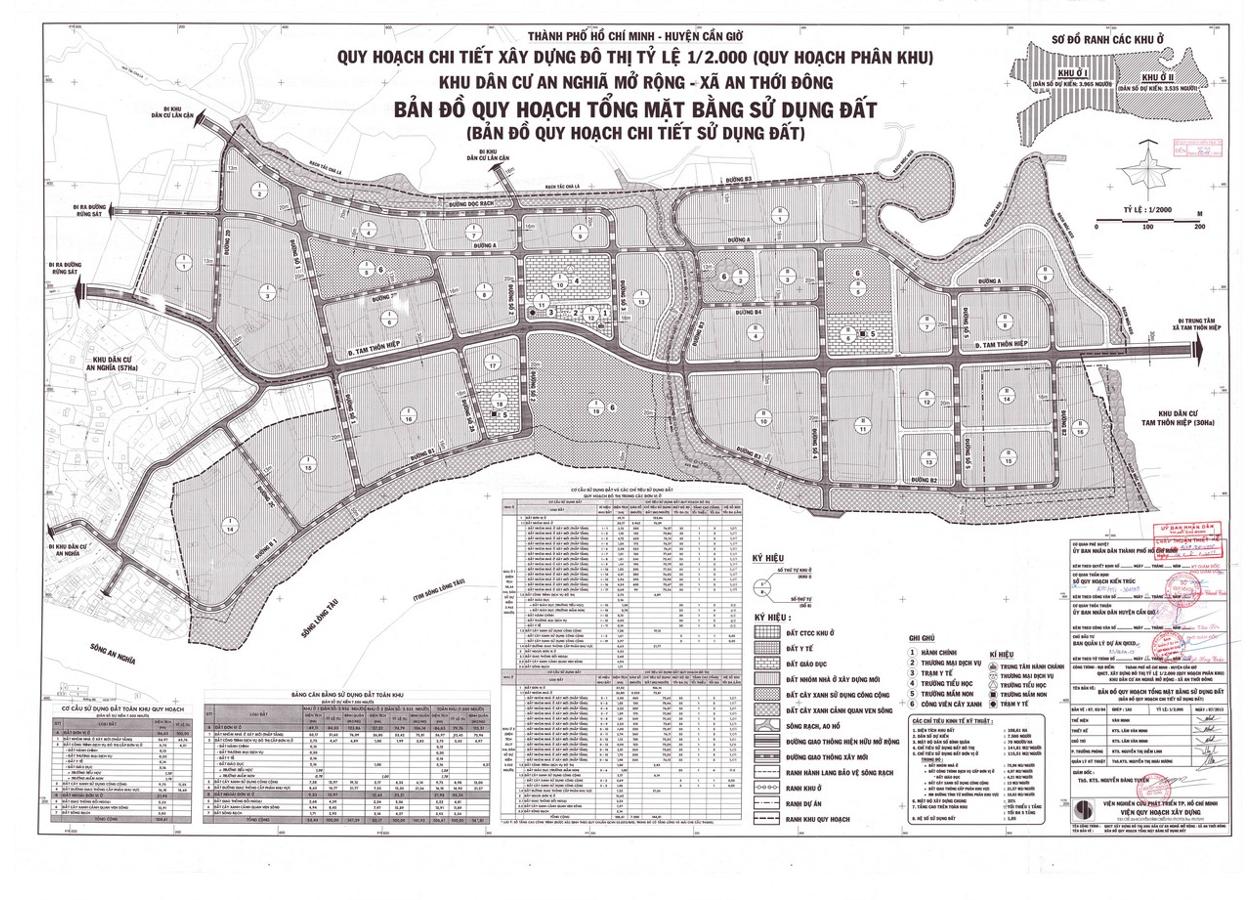 Bản đồ quy hoạch 1/2000 Khu dân cư An Nghĩa mở rộng, Huyện Cần Giờ