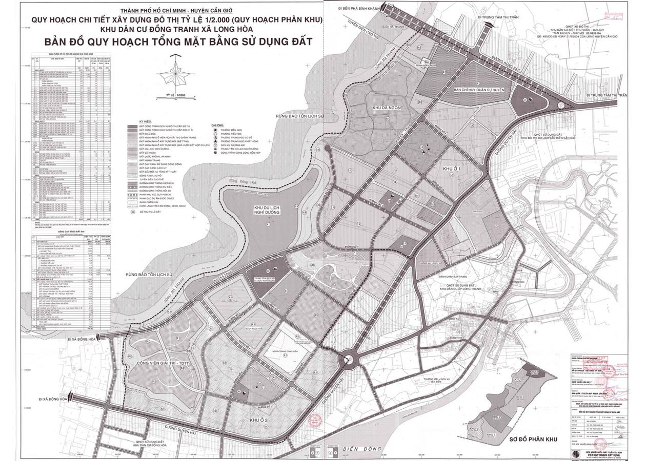 Bản đồ quy hoạch 1/2000 Khu dân cư Đồng Tranh, Huyện Cần Giờ