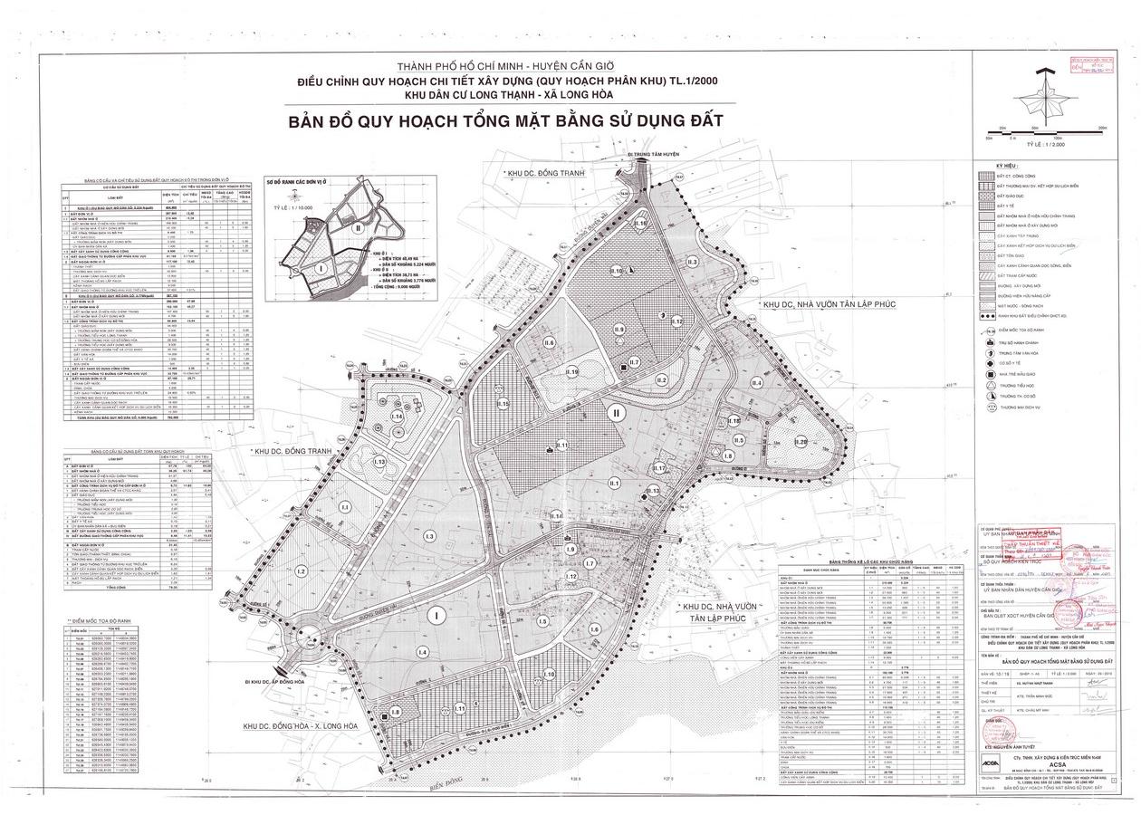 Bản đồ quy hoạch 1/2000 Khu dân cư Long Thạnh, Huyện Cần Giờ