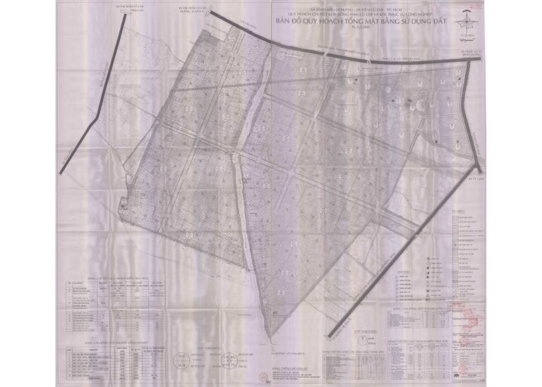 Bản đồ quy hoạch 1/2000 KCN đông nam Củ Chi và dân cư phục vụ công nghiệp tại xã Bình Mỹ và Hòa Phú