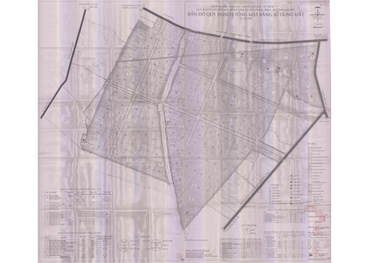 Bản đồ quy hoạch 1/2000 KCN đông nam Củ Chi và dân cư phục vụ công nghiệp tại xã Bình Mỹ và Hòa Phú, Huyện Củ Chi