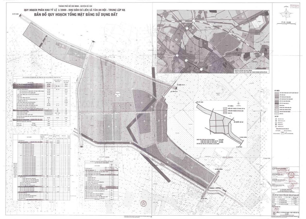 Bản đồ quy hoạch 1/2000 Khu dân cư liên xã Tân An Hội - Trung Lập Hạ, Huyện Củ Chi