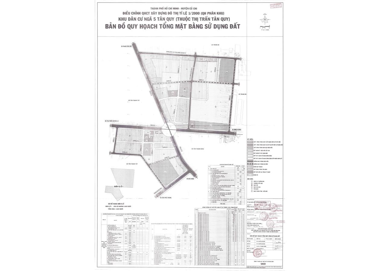 Bản đồ quy hoạch 1/2000 Khu dân cư ngã 5 Tân Quy, Huyện Củ Chi