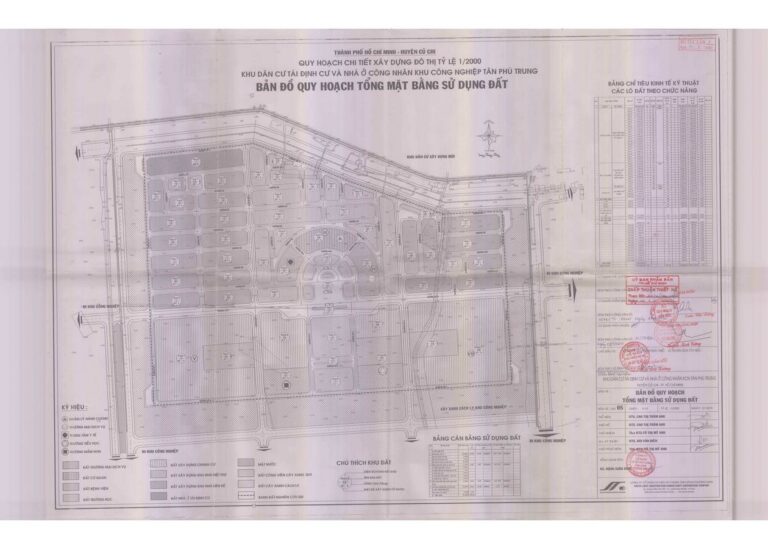 Bản đồ quy hoạch 1/2000 Khu dân cư tái định cư và nhà ở công nhân KCN Tân Phú Trung