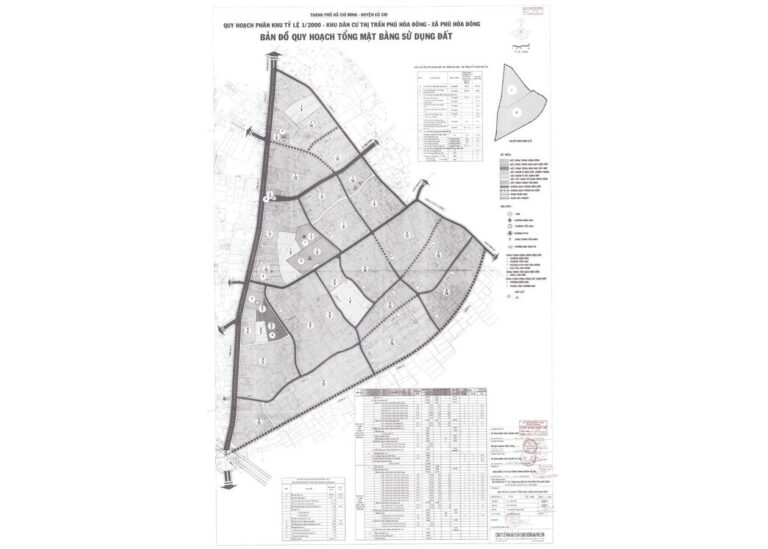 Bản đồ quy hoạch 1/2000 Khu dân cư thị trấn Phú Hòa Đông